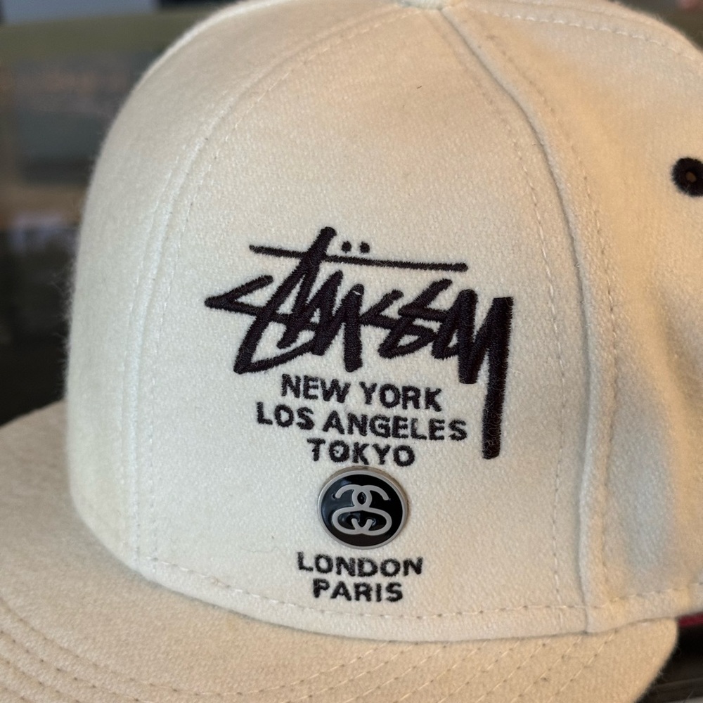 Rare Stussy World Wide Tour Original 1990’s Off White Fitted Cap Hat Double S - Picture 3 of 13